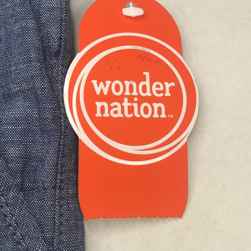 Wonder Nation Boy's Size 18 Adjustable Waist Flat Front Shorts Blue New - Picture 7 of 13